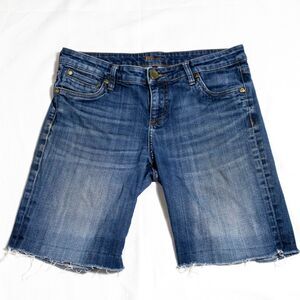 Kut from the Kloth Denim Shorts Frayed Hem Mid Rise Blue Size 6